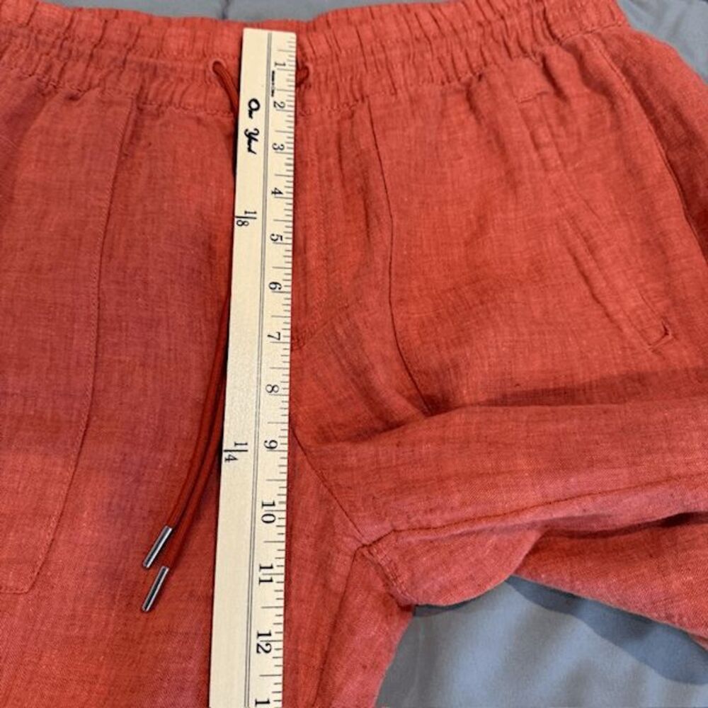Athleta Retreat Linen Wide Leg‎ pants in Persimmon Coral Drawstring Size 8/P - Picture 10 of 14